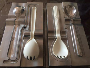 Sendok Garpu Peralatan Makan Custom Molding Plastik Satu - Sisa Dua Rongga Untuk Es Krim